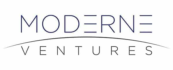 Moderna Ventures' logo features stylized text and an arch design.